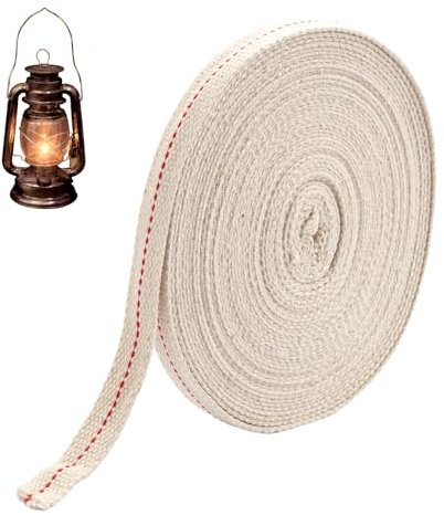 10 Mètres Mèche Lampe à Pétrole, 13mm Meche Lampe à Huile,Lampes à Huile, Coton Mèche de Lampe,Mèche Plate en Coton, Mèche pour Lampes à Huile pour Lampe à Huile ou Brûleur à Kérosène