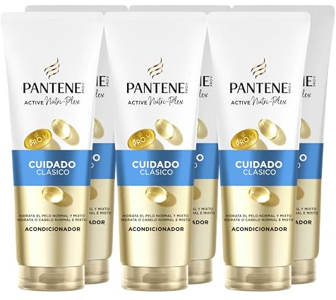 Pantene Pro-V Classic Clean Acondicionador 6x160ml para Pelo Normal y Mixto. Uso Diario. Con Provitamina B5 y Mezcla de Nutrientes. Sin Aceites Minerales ni Colorantes. Active Nutri-Plex
