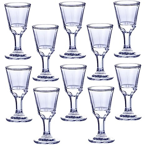 Cabilock Vasos de Cristal de Vidrio 10ml, 10 Piezas, Diseño Vintage para Whisky y Vino, Copas Pequeñas para Aperitivos y Licor