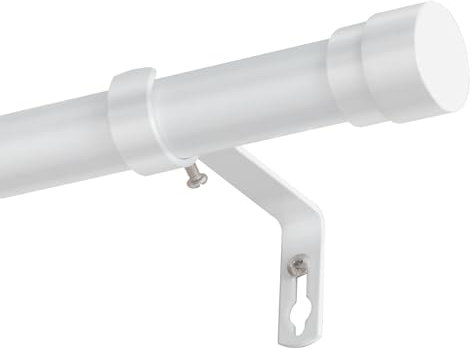 BellaHills Gardinenstangen 76-230cm, Dia 25mm Verstellbare Gardinenstange mit Kappenknäufen, Elegante Dekorative Vorhangstangen für Schlafzimmer, Gardinenstange mit Halterungen, Weiß