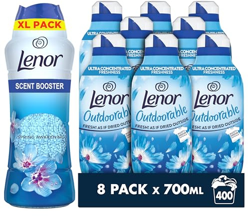 Lenor Spring Awakening Value Pack, Outdoorable Fabric Conditioner 400 Washes (8x50), & In-Wash Scent Booster 495g, Longer Lasting Freshness