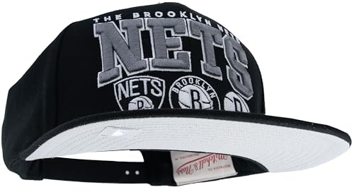 Mitchell & Ness NBA/HWC Champ Stack Gorra de Béisbol Snapback - Brooklyn Nets, Negro, 100% poliéster, Ajustable, Unisex, para Hombre, Mujer y niño, Primavera, Verano, otoño e Invierno