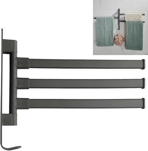Smaoqingji Rotatives Serviettes en Acier Inoxydable - 1 Pièce, Gris, Porte Serviette Autocollant en Métal, Idéal pour Ranger Les Serviettes, Les Gants de Toilette, Les Torchons, etc