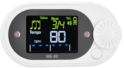 Asixxsix Metronomo digitale, 10 battiti 10 ritmi Display a colori Strumento elettronico di ritmo per pianoforte chitarra cetra corsa, alta precisione di temporizzazione (WHITE)