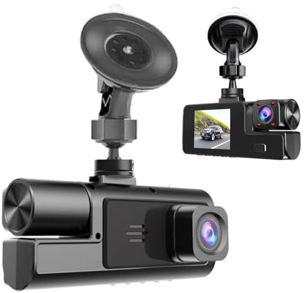 VBESTLIFE Cámara de Tablero, Grabación de Lente Dual 1080p Delantero y Lente Interior de 720p con WiFi, Grabadora de Automóvil con Tarjeta de Memoria de 32 GB