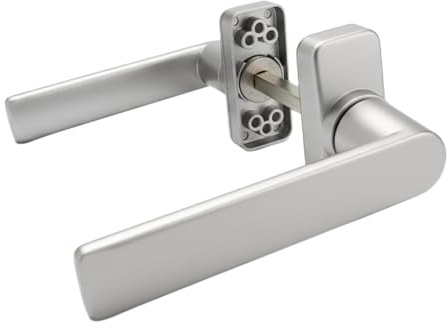 Sivenci Set di Maniglie per Porte | Maniglie in Alluminio con Rosetta Rettangolare | Design Moderno con Viti Nascoste e Quadrello da 8 mm | Maniglioni Ergonomici e Resistenti | (Argento)