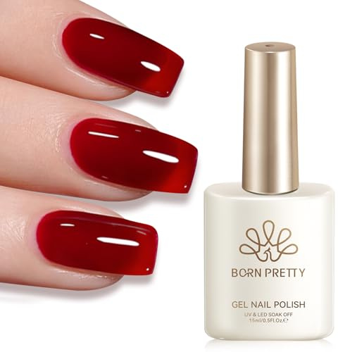 Born Pretty Esmalte de uñas UV Jelly Rojo Gel Esmalte de uñas transparente burdeos rojo oscuro UV LED Soak Off Manicure Gel Lacquer Varnish
