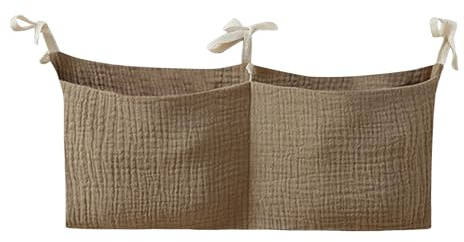 Organizadora Para Guardería: Bolsillo Portátil Junto A La Cama Para Cuna, Mesa Para Cambiar Pañales, Organizador De Algodón Multiusos Con 2 Bolsillos | Organizadora Para Cuna De Bebé,