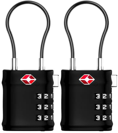 LUGGEX Suitcase Locks, Luggage Locks, TSA Approved Luggage Locks,Charcoal,2 | Suitcase Padlocks, Gift Box, Travel Locks for Luggage, Gym Lock, Bag Lock, Ease of Use & Durable,LLX-Lite