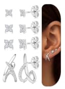 FANCH Boucles D'oreilles Argent 925 pour Femmes Helix Cartilage Oreilles | Petites Boucles D'oreilles avec Ronde 5A+ Zircons pour Oreilles Sensibles pour Multiple Piercings Argent Hypoallergéniques