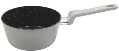 Fackelmann Verona Cazo 18 cm Antiadherente, Aluminio Reciclado Forjado, Revestimiento Cerámico Efecto Mármol, Apto Inducción, Horno 150°C, Mango Soft Touch Gris
