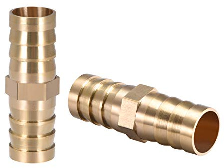 sourcing map Conector Manguera de Lengüeta, Racor Manguera Recto de Latón, Púa de 16mm DI, Adaptador Manguera Tubo de Aire Gas Agua, 2 Piezas