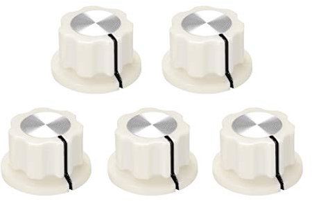 sourcing map Potentiometer Lautstärkeregler Drehknöpfe Effektpedalknöpfe 6,4 mm Wellenloch Weiß 5 Stück