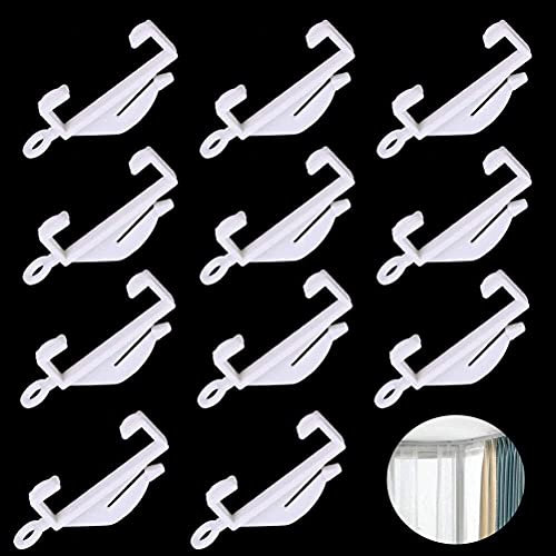 50 PCS Curtain Hooks, White Plastic Curtain Track Hooks Gliders Rail Sliding for Track Window Shower