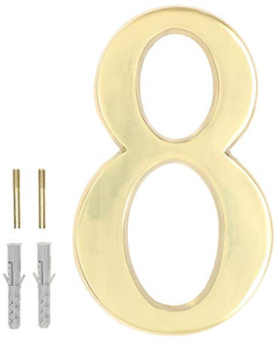 KOTARBAU® Numéro de maison 3D « 8 » en laiton - 20 cm - Pour maisons, établissements, hôtels, appartements - 100 % laiton