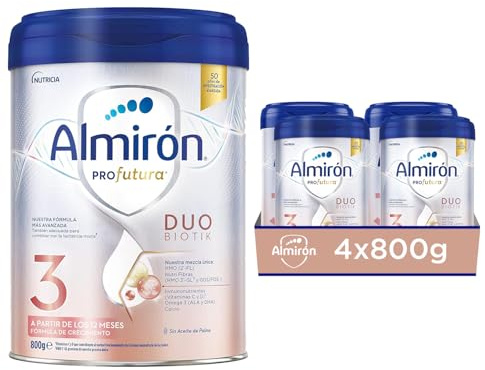 Almirón Profutura 3, Leche en Polvo de Crecimiento, Nuestra Fórmula 3 Mas Avanzada, Ayuda al Sistema Inmunitario, Apta para la Lactancia Mixta, Leche Bebé Desde 12 Meses, 3.2kg, Paquete de 4 x 800g