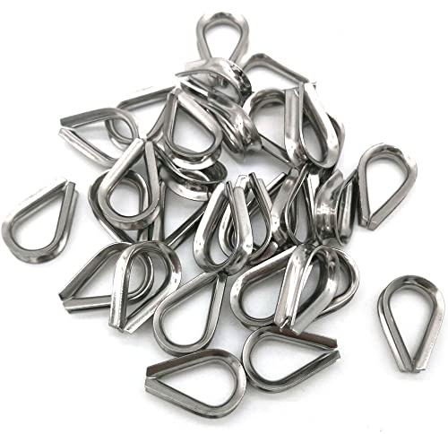 JY-MARINE M2 Stainless Steel Thimble for 3/64 Inch and 1/16 Inch Diameter Wire Rope,60 PCS