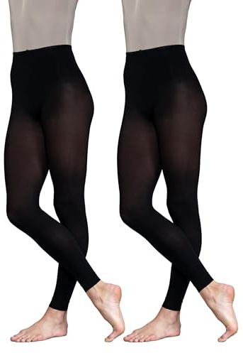 2 Pairs Dance Ballet Footless Tights (Age 9-11) (Black)