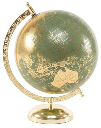 ROCKING GIFTS Globo Terraqueo, Bola del Mundo 20cm con Pie de Metal Dorado - Decoración y Regalo