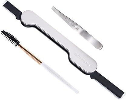 TWEEZERMAN Augenbrauen & Gesichtspflege Set (Pinzette, Gesichtshaarrasierer und Augenbrauenbrüstchen, Brow & Facial Grooming Kit), Silber