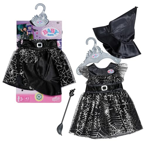 BABY born Hexenkleid 43cm, mit Besen und Hexenhut, Puppenkleid für 43 cm Puppen, 836026 Zapf Creation