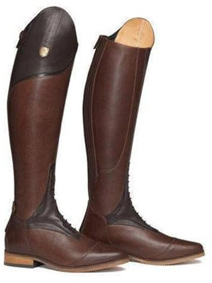 Botas Ecuestres para Mujer Botas De Caballero Retro De Cuero De PU con Cordones Botas De Montar para Señoras para Carreras De Caballos Al Aire Libre hasta La Rodilla (Brown,38)