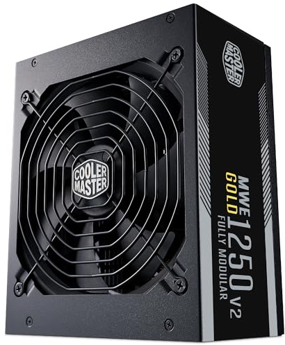 Cooler Master MWE Gold 1250 V2 ATX 3.1 Alimentation 100% Modulaire - Prise EU - Support ATX 3.1, PSU 80 Plus Gold 1250W, PCIe 5.1, Ventilateur FDB 140mm, Seuil de température élevé, Garantie 10 Ans