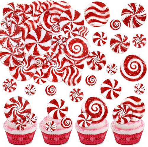 Blumomon 45pcs Décorations De Gâteau De Bonbons De Noël Comestibles Rouges - Cupcake Et Anniversaire
