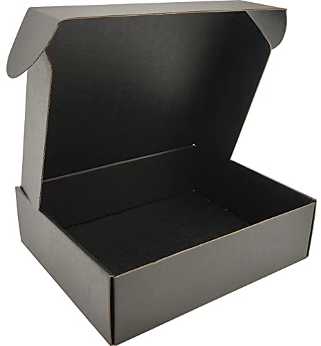Cenoid 25 Cajas de Cartón para Envíos 25 x 20 x 7 cm Cajas Carton Negro Pequeñas para Regalo Embalaje con Tapa