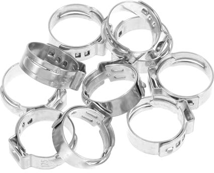 Genérico 10 Piezas Abrazadera Continua De Una Sola Oreja Accesorios Pex Tubo Pex Anillo Pex Clmap Anillos De Abrazaderas De Cincha Herramienta Para Prensar Mangueras Silver Acero Inoxidable