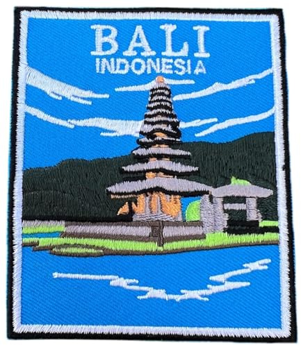 Toppa ricamata con tempio di Bali Indonesia (8,9 cm), da applicare con ferro da stiro o da cucire, da viaggio, souvenir, vacanze, per bagagli, zaini, regali