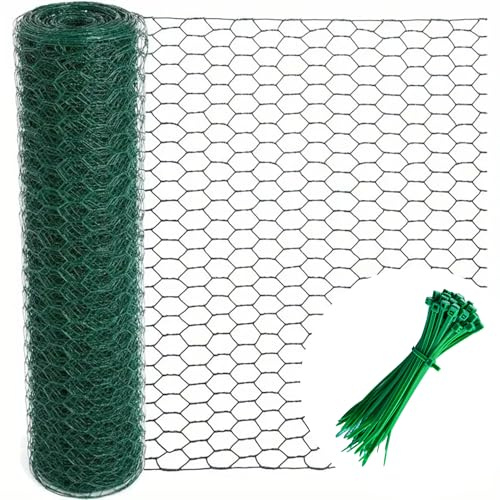 Malla Metálica 1x5m Hexagonal Ø13mm Galvanizada y Plastificada Verde | Fácil de Cortar y moldear | Apta para gallineros y huertos | Protege Animales pequeños | Uso Exterior Seguro y versátil