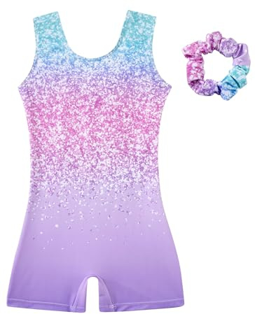 TUONROAD Gymnastics Leotards for Girls with Hairband Dance Unitards Gradient Color Sleeveless Leotards Athletic Ballet Dancewear for 3-8 Years