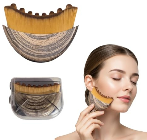 EAVUYIS Spazzola Viso a Secco Setole Naturali, Face Brush, Spazzola per Massaggio Linfatico Viso, con Delicata Esfoliazione e Luminosità