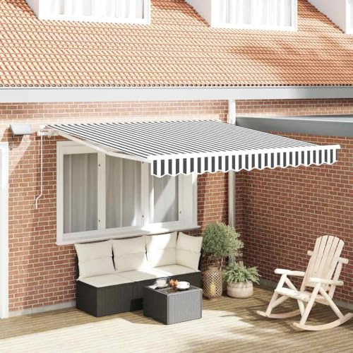 Tenda da sole a morsetto, con illuminazione a LED, manuale, colore antracite, bianco, 300 x 250 cm, per terrazza, balcone, facile da installare, versatile