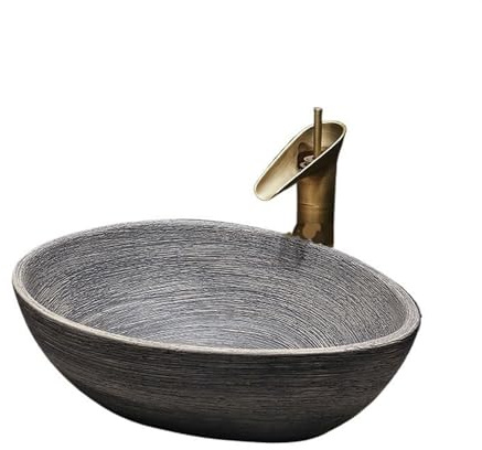 Tocador Lavabo sobre encimera, lavabo for balcón, arte de cerámica, Retro for lavar a mano, lavabos for el baño del hogar Moderno(Grey)