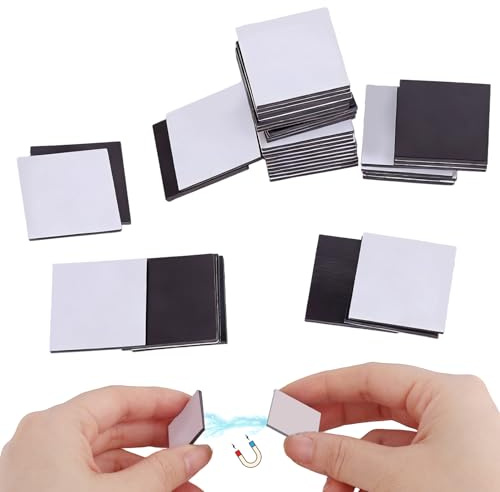 40pcs Magnet Tape with Adhesive Backing, 25mm/0.98in Square Magnet Paired to Use Flexible Thickened Magnetic Strips for Crafts Classroom Home Kitchen