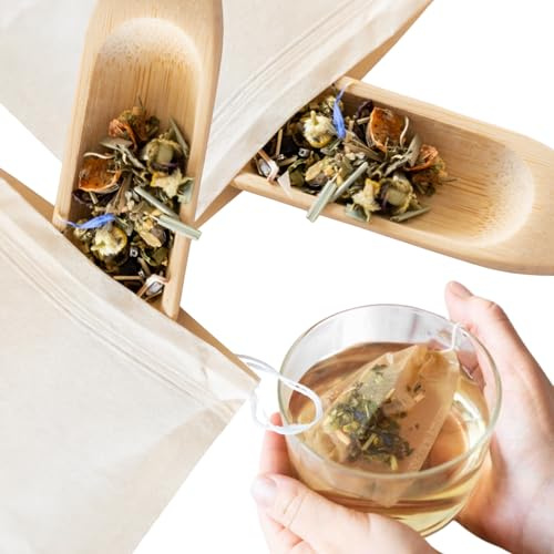 Lot de 300 sachets de thé jetables et compostables | Filtres à Thé papier avec cordon 7 * 9cm | 100% biodégradables | Idéal Infusion Feuilles de Thé, Tisanes, Plantes et Épices | Sans Plastique