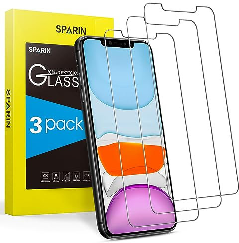SPARIN Protector de Pantalla Para iPhone 11/XR y iPhone 12/12 Pro, 3 Piezas Cristal Templado para iPhone 11/12