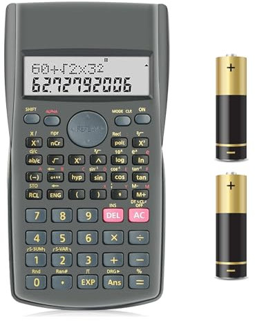 HIHUHEN 2-zeilig Taschenrechner für Schule und Business (KK-82MS)