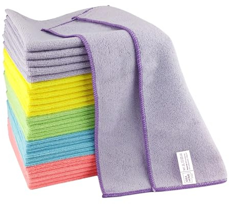 IDEA HOME Lot de 30 Chiffons Microfibres 40x40 cm – Lingettes de Nettoyage Multicolores Ultra Absorbantes – Chiffons Multi-Usages pour Maison Hôtel Bureau Cuisine Vitres Écrans
