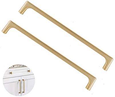 SYDARSYN 2pcs Poignee de Meuble Cuisine en Laiton Brossé, 320mm Entraxe de trou Poignées de Armoire de Style Européen, Poignée de Alliage de Zinc (Vis inclus)