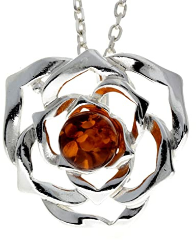 Äkta baltisk bärnsten och sterling silver klassisk modern utan kedja - 670, 17,49 17.4875, Amber