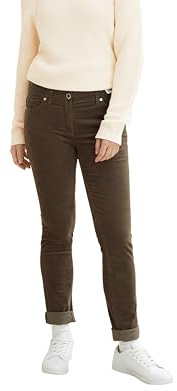 TOM TAILOR Señoras Alexa Slim Pantalones de terciopelo 1034190, 18123 - Tarmac Khaki, 32W / 32L