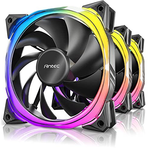 Juego de 3 ventiladores de caja Antec Fusion RGB, 12 cm, color negro