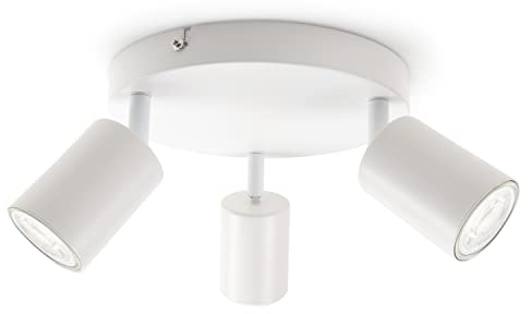 DA LIGHT Lámpara de techo LED de 3 spots, giratoria e inclinable foco de techo spot de pared GU10 (sin fuente de luz) retro/vintage lámpara de techo 230V blanco para salón dormitorios cocinas