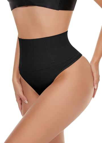 SEXYWG Thong Shapewear for Women Tummy Control Body Shaper Control Knickers Thong Slimming Pants Shaping Underwear Butt Lifter Panties Black