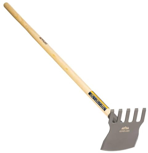 Gemplers Steel Rake Hoe with Wood Handle, 5 Wide Tines, Multi-Purpose Tool for Gardening, Planting, and Fire Prevention, Commercial Grade