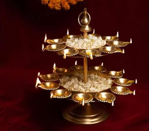 The Purple Tree Gold Metal Decorative Bowl for Diwali (Pack of 1) with Elephant Stand Tealight Candle Holder