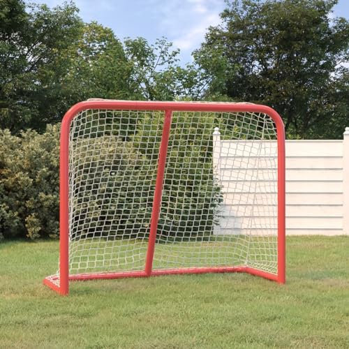 ARKEM Hockey-Tor Rot und Weiß 183x71x122 cm Polyester Eishockey Tor Kinder